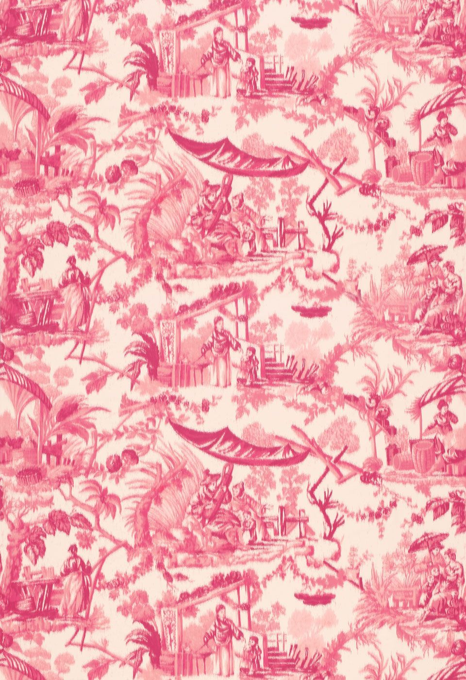 Fabric | Pavillon Chinois In Peony | Schumacher Inside Current Blended Fabric Classic French Rococo Woven Tapestries (Gallery 19 of 20)