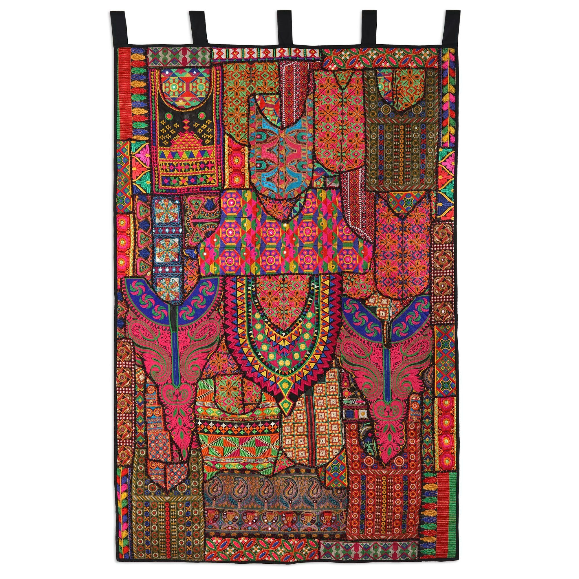 Handmade Indian Flavor Recycled Cotton Blend Patchwork Wall Hanging In Latest Blended Fabric Ranier Wall Hangings With Hanging Accessories Included (View 9 of 20)