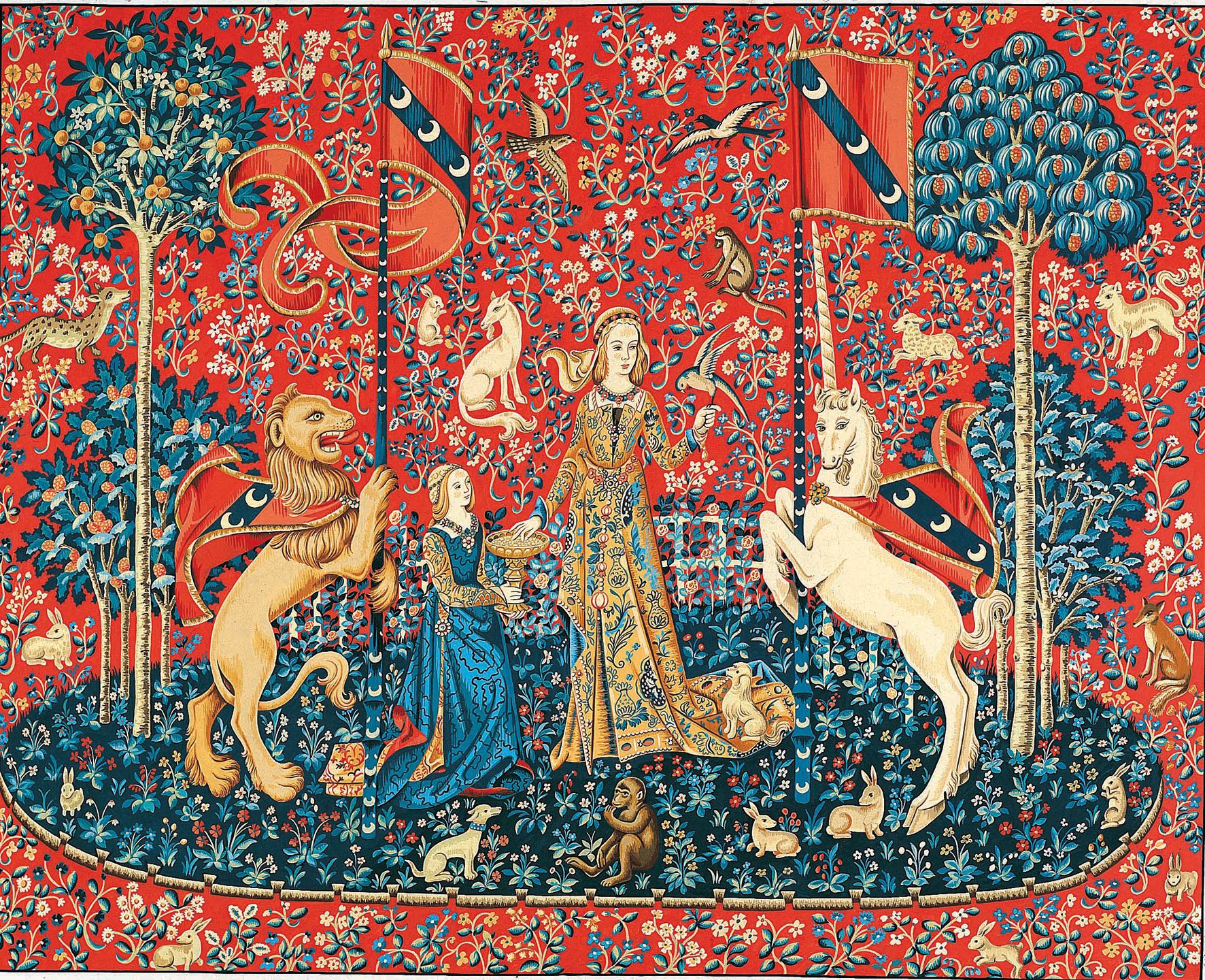 Margot Creations De Paris Needlepoint – Tapestries – The Lady And The  Unicorn "taste" (dame A La Licorne Le Gout) For 2018 Dame A La Licorne I Tapestries (View 13 of 20)