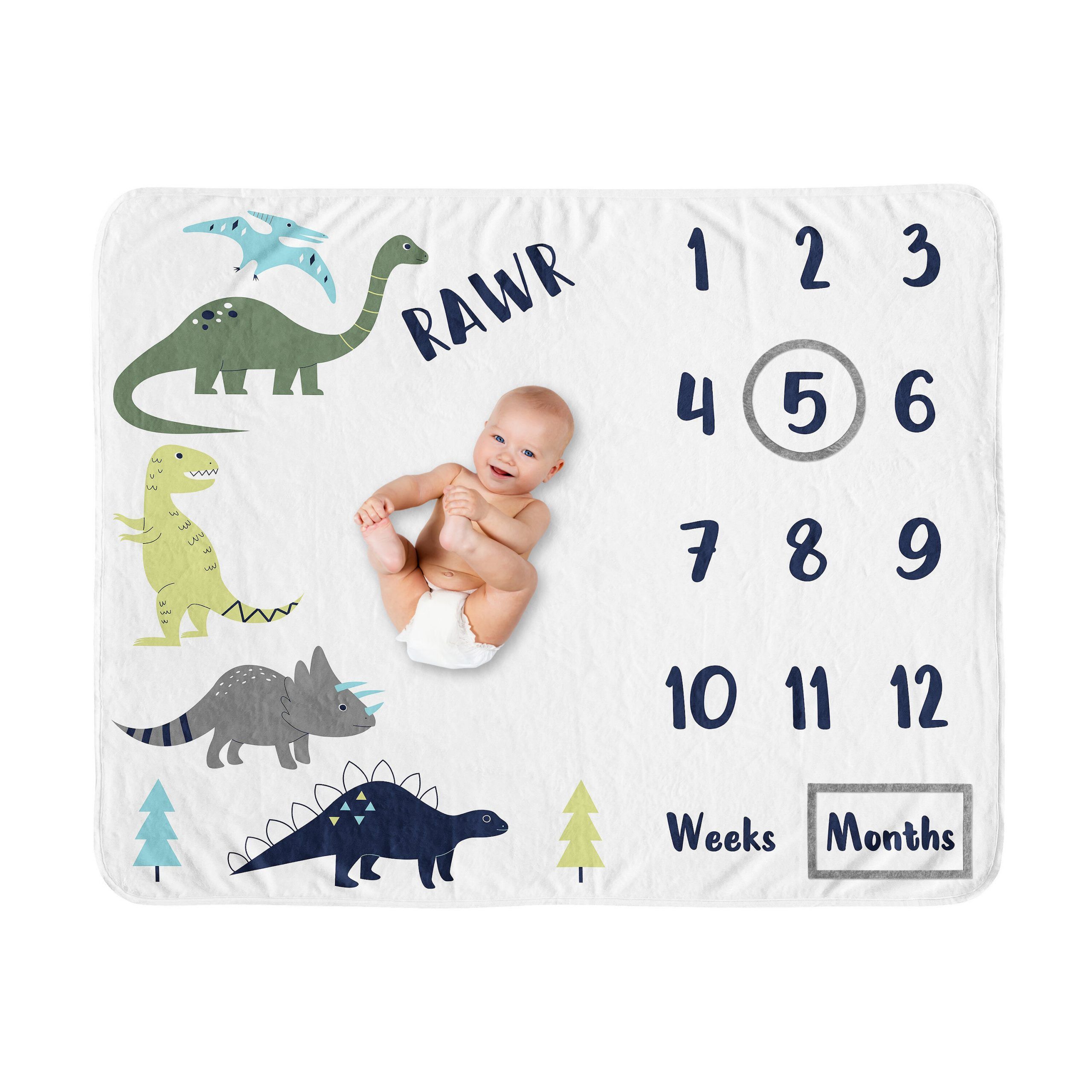 Mod Dinosaur Milestone Baby Blanket With Newest Blended Fabric Mod Dinosaur 3 Piece Wall Hangings Set (View 3 of 20)
