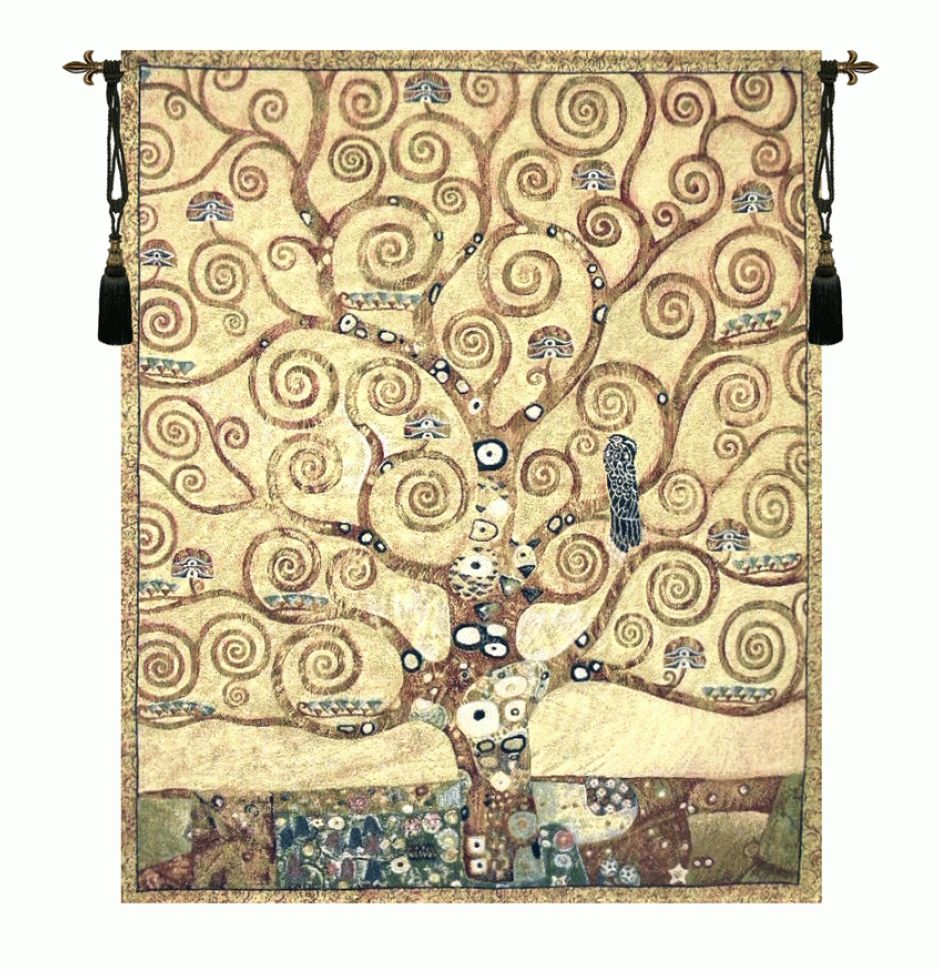 Tree Of Life 3 Art Noveau Tapestry Wall Hanging Albero, H72 With Most Popular Blended Fabric Klimt Tree Of Life Wall Hangings (View 15 of 20)