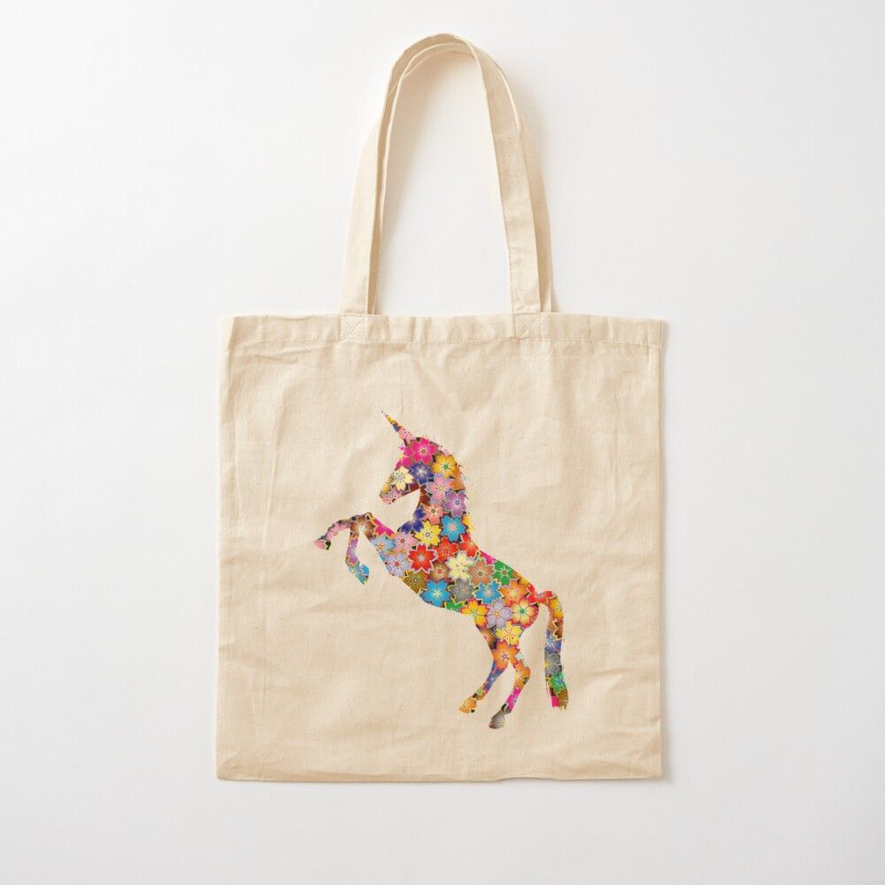 Unicorn | Floral Unicorn | Trending Unicorns | Tote Bag Intended For Most Up To Date Blended Fabric Unicorn Captive And Unicorn Hunt Wall Hangings (View 17 of 20)