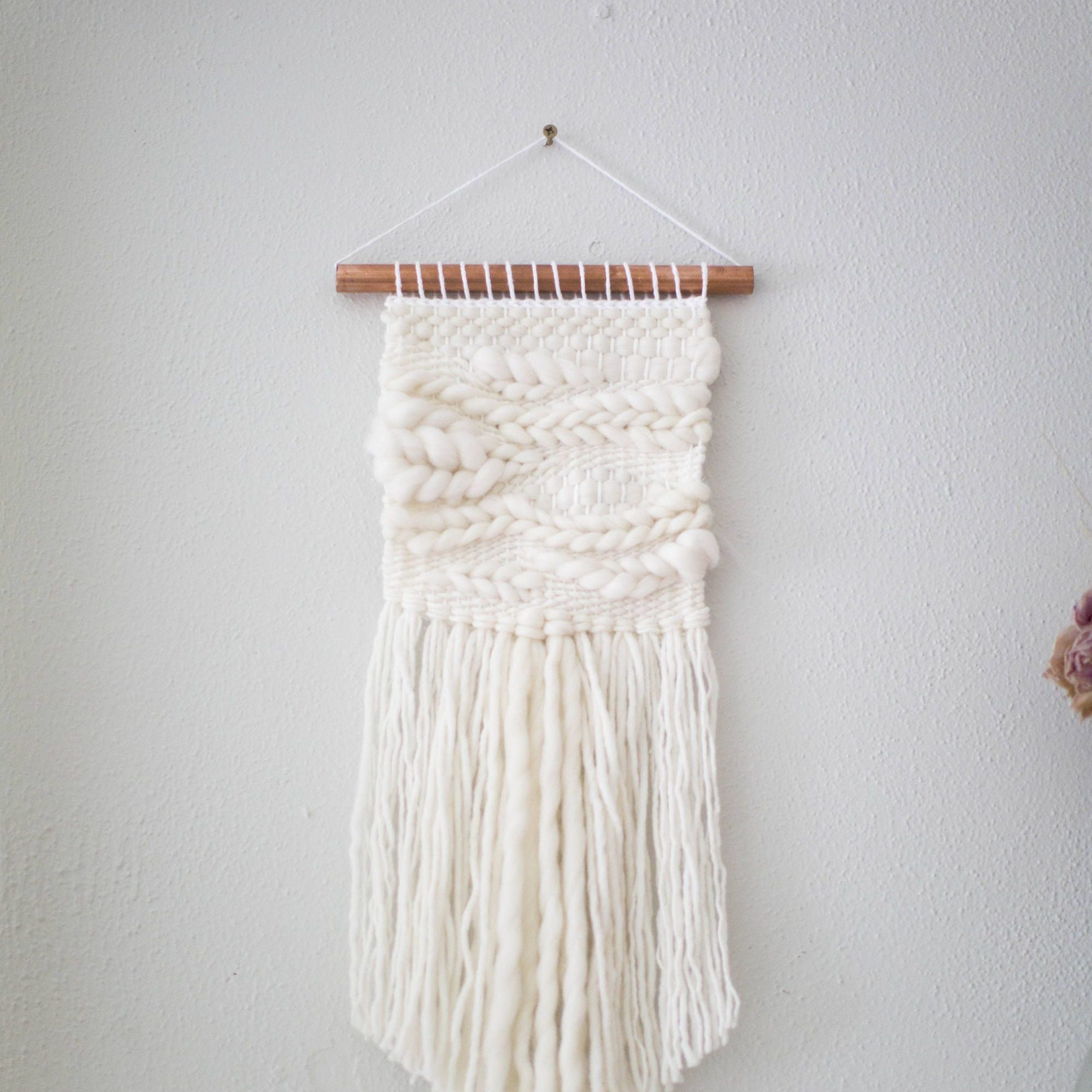 White Wall Hanging \\ Weave \\ Mto \\ Woven Wall Hanging Pertaining To Most Recent Blended Fabric Wall Hangings With Hanging Accessories Included (Gallery 20 of 20)