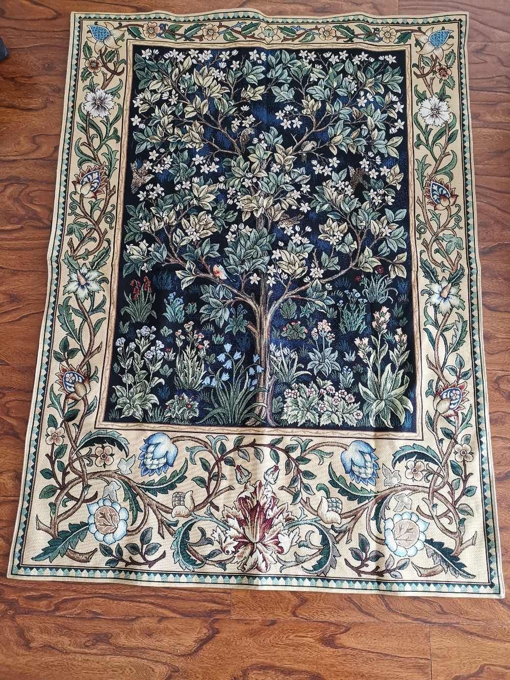 William Morris Blue Tree Of Life 140*107cm Antique Textile Decorative  Belgiu Wall Hanging Tapestry For Home Decorative Tapestry Throughout Best And Newest Blended Fabric Tree Of Life, William Morris Wall Hangings (View 10 of 20)