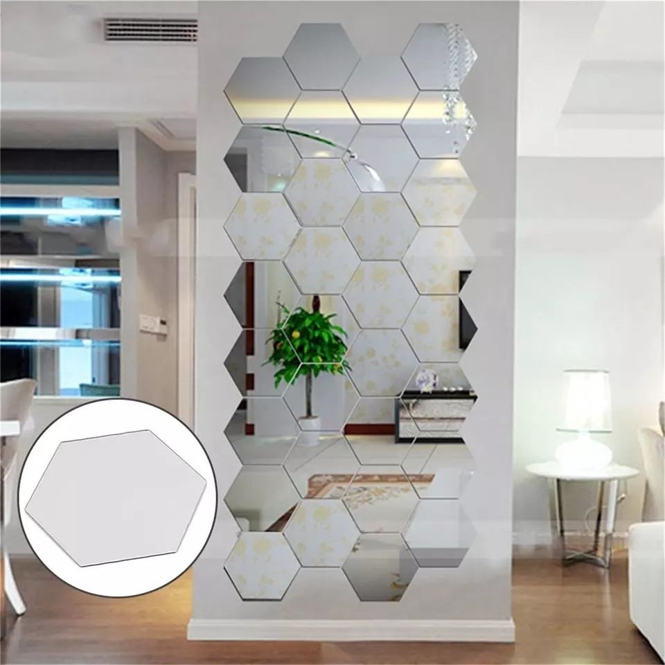12x Acrylic Hexagon Wall Decor Mirror(silver) — Pyari Walls Throughout Most Recently Released Hexagons Wall Art (View 5 of 20)
