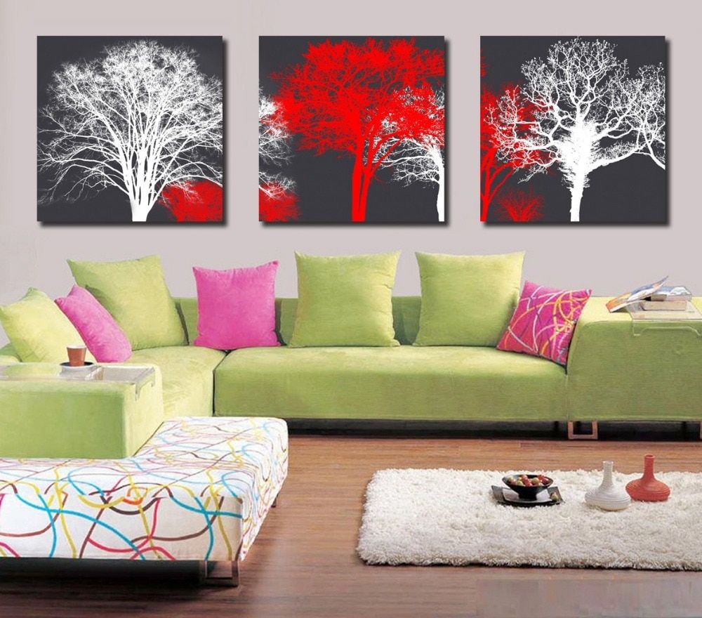3 Panel Hot Sell Modern Wall Painting Abstract Tree In Current Modern Framed Art Prints (Gallery 20 of 20)