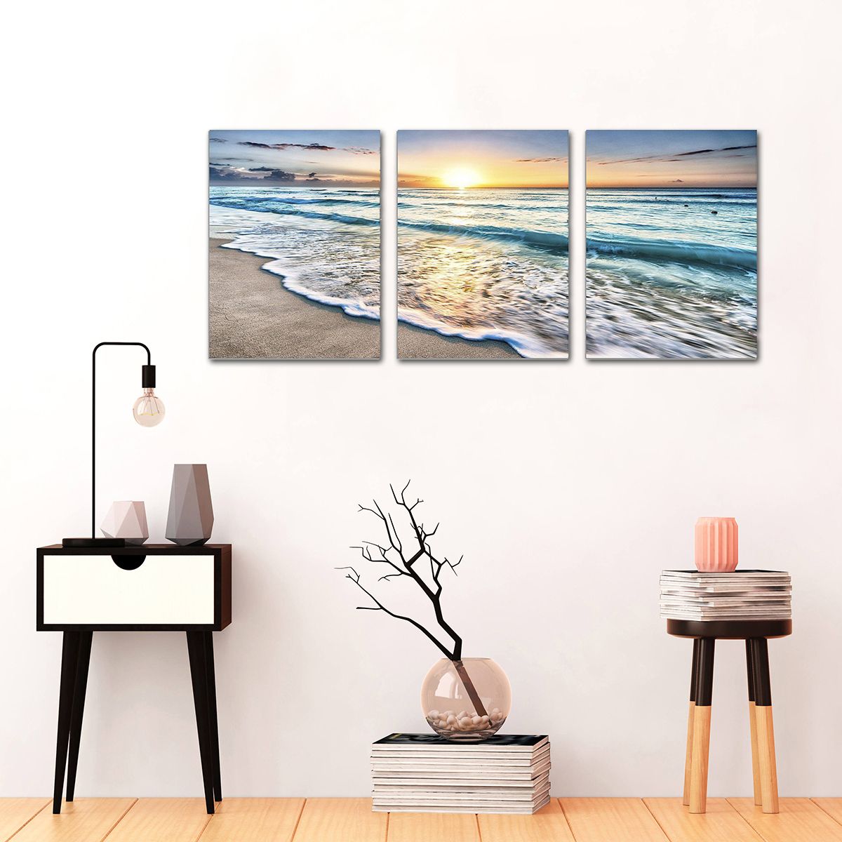 3 Piece Beach Canvas Print Painting Canvas Wall Art Sunset Within Best And Newest Sunset Wall Art (View 10 of 20)