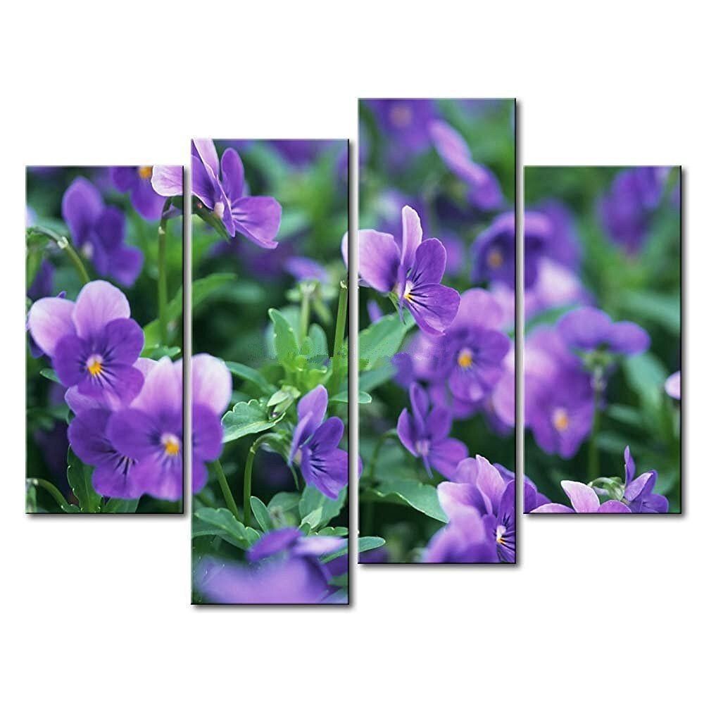 4 Panels Large Canvas Pictures Flower Wall Arts Canvas With Recent Flower Framed Art Prints (View 14 of 20)