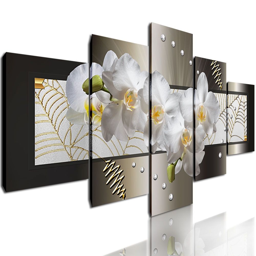 5 Panel Decorative Paintings Abstract Flower Wall Art Hd Regarding Most Recent Colorful Framed Art Prints (View 7 of 20)