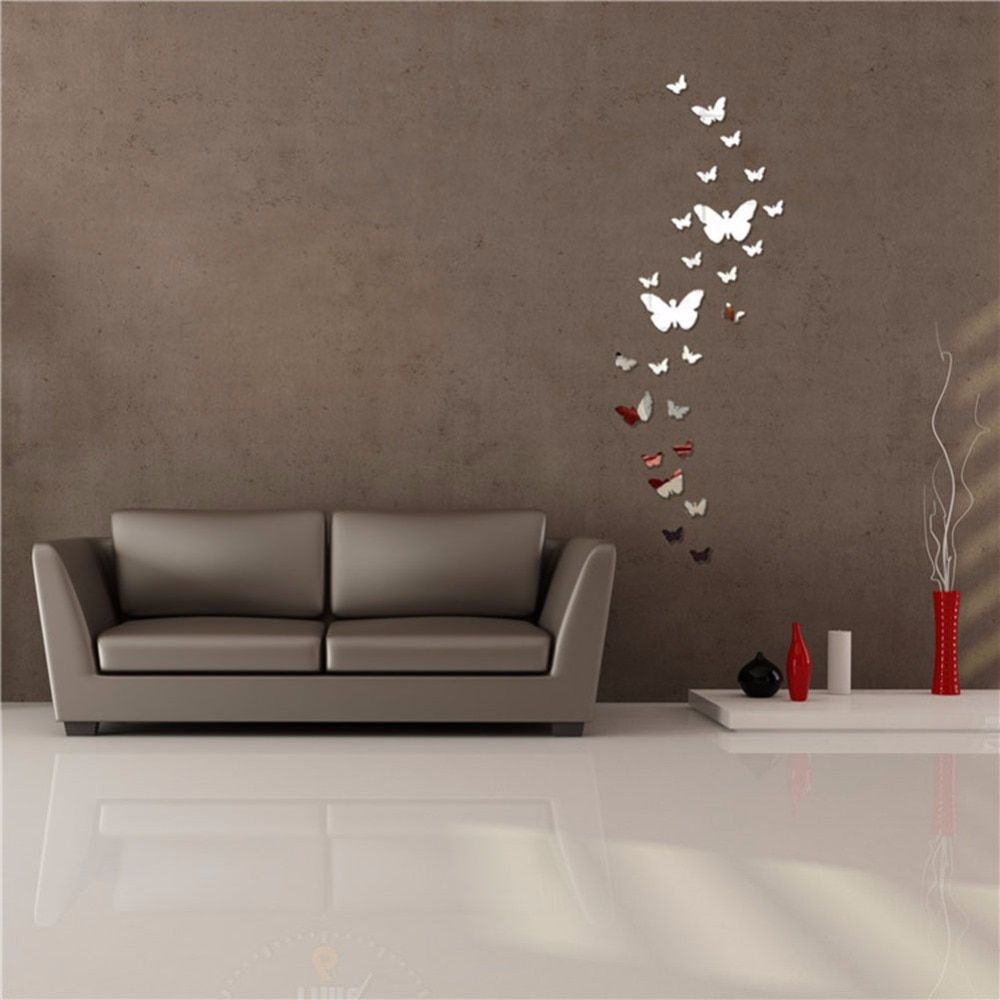 Aliexpress : Buy 3d Mirror Butterfly Wall Posters Intended For Most Recent Stripes Wall Art (View 8 of 20)