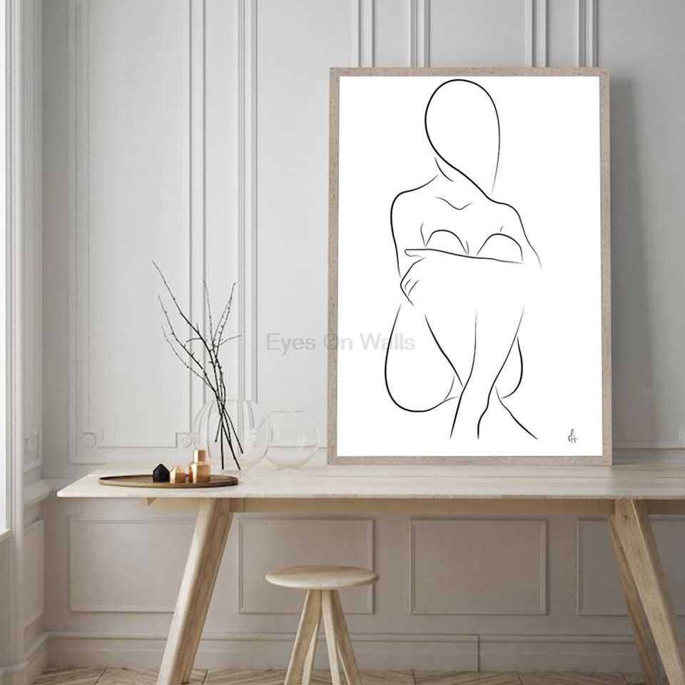 Aliexpress : Buy Sitting One Line Drawing Silhouette Within Best And Newest Minimalism Framed Art Prints (View 16 of 20)