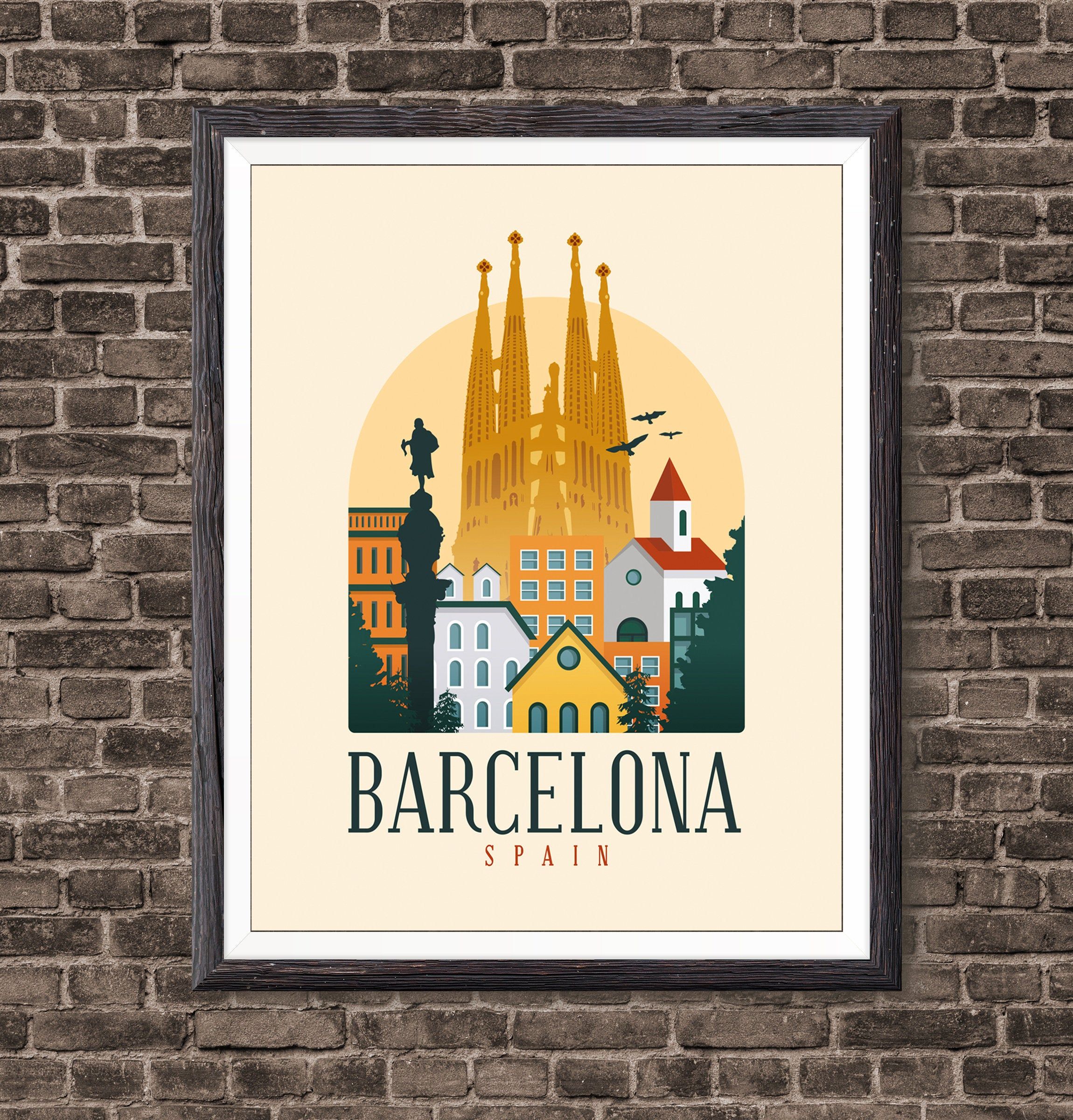 Barcelona Print – Cataluna Poster – Spain Poster – Travel With Most Up To Date Barcelona Framed Art Prints (View 1 of 20)
