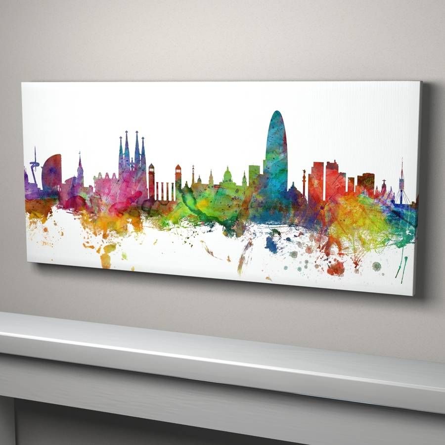 Barcelona Skyline Cityscape Art Printart Pause In Best And Newest Barcelona Framed Art Prints (View 9 of 20)