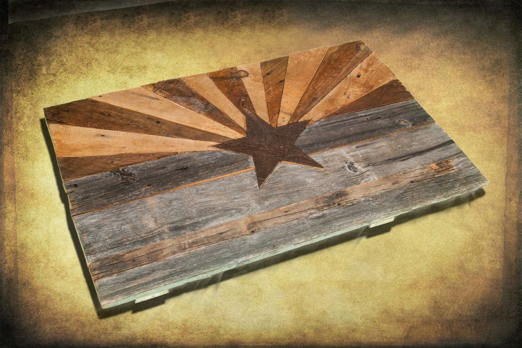 Barn Wood Arizona Flag, Handmade, Distressed Natural Wood With 2018 Retro Wood Wall Art (View 14 of 20)