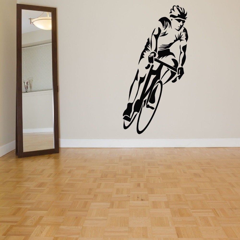 Bicycle Bike Cycling Sticker Decal Muurstickers Posters Regarding Recent Stripes Wall Art (View 18 of 20)