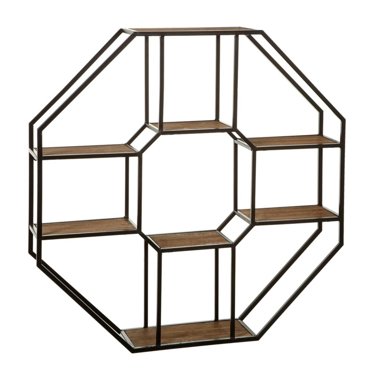 Black And Brown Decorative Metal And Wood Hexagon Wall With Most Recently Released Hexagons Wood Wall Art (View 13 of 20)
