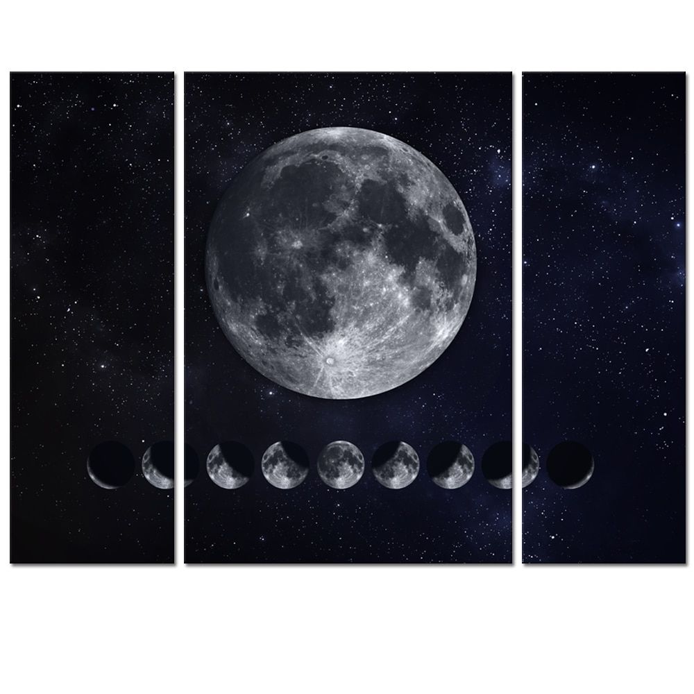 Black And White Moon Canvas Wall Art Pictures Of Moon For 2018 Lunar Wall Art (View 16 of 20)