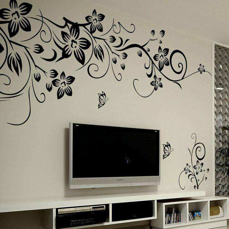 Black Flower Wall Decal | Bedroom | Lounge | Wall Stickers Intended For Most Popular Stripes Wall Art (View 16 of 20)