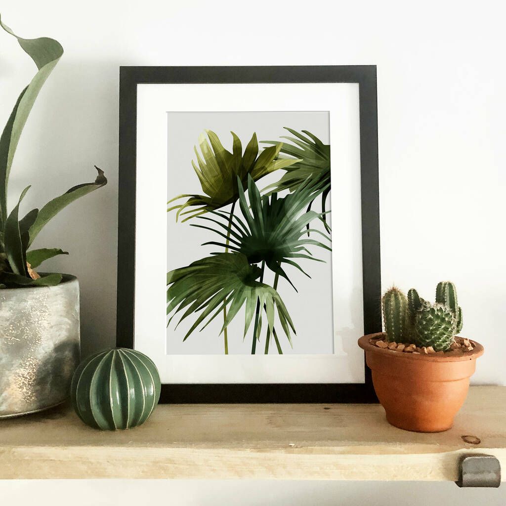 Botanical Palm Leaf Wall Art Printgreen Lili For Recent Palm Leaves Wall Art (View 1 of 20)