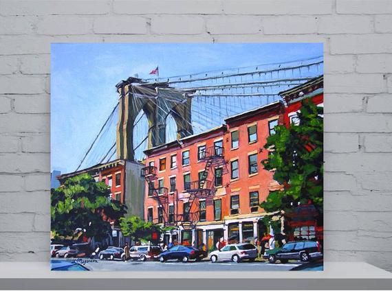 Brooklyn Bridge Painting, Fine Art Print, Framed Art Inside Newest New York City Framed Art Prints (View 3 of 20)