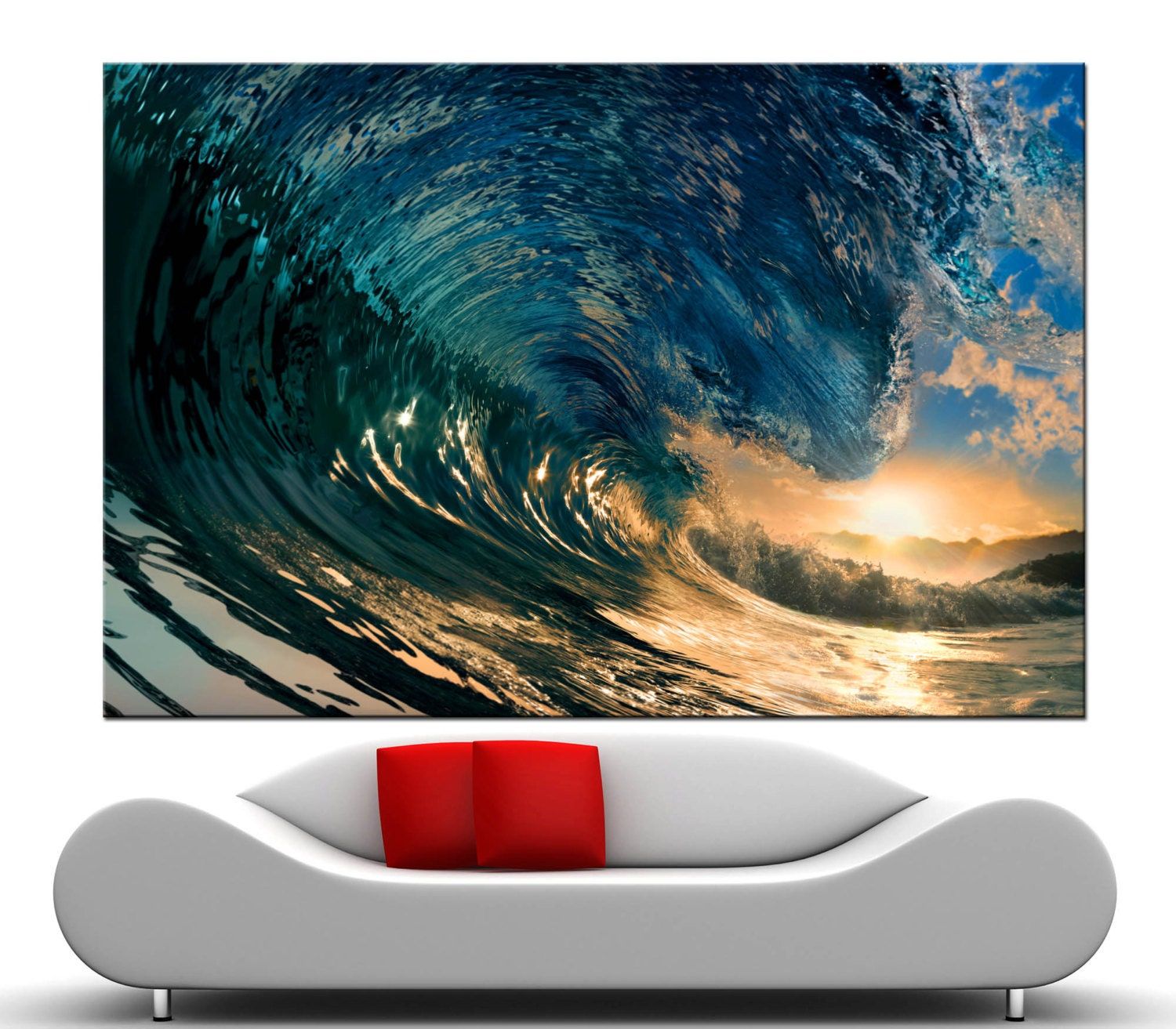 Canvas Monster Wave Ocean Wall Art Canvas Giclee Print Inside 2018 Wave Wall Art (View 3 of 20)