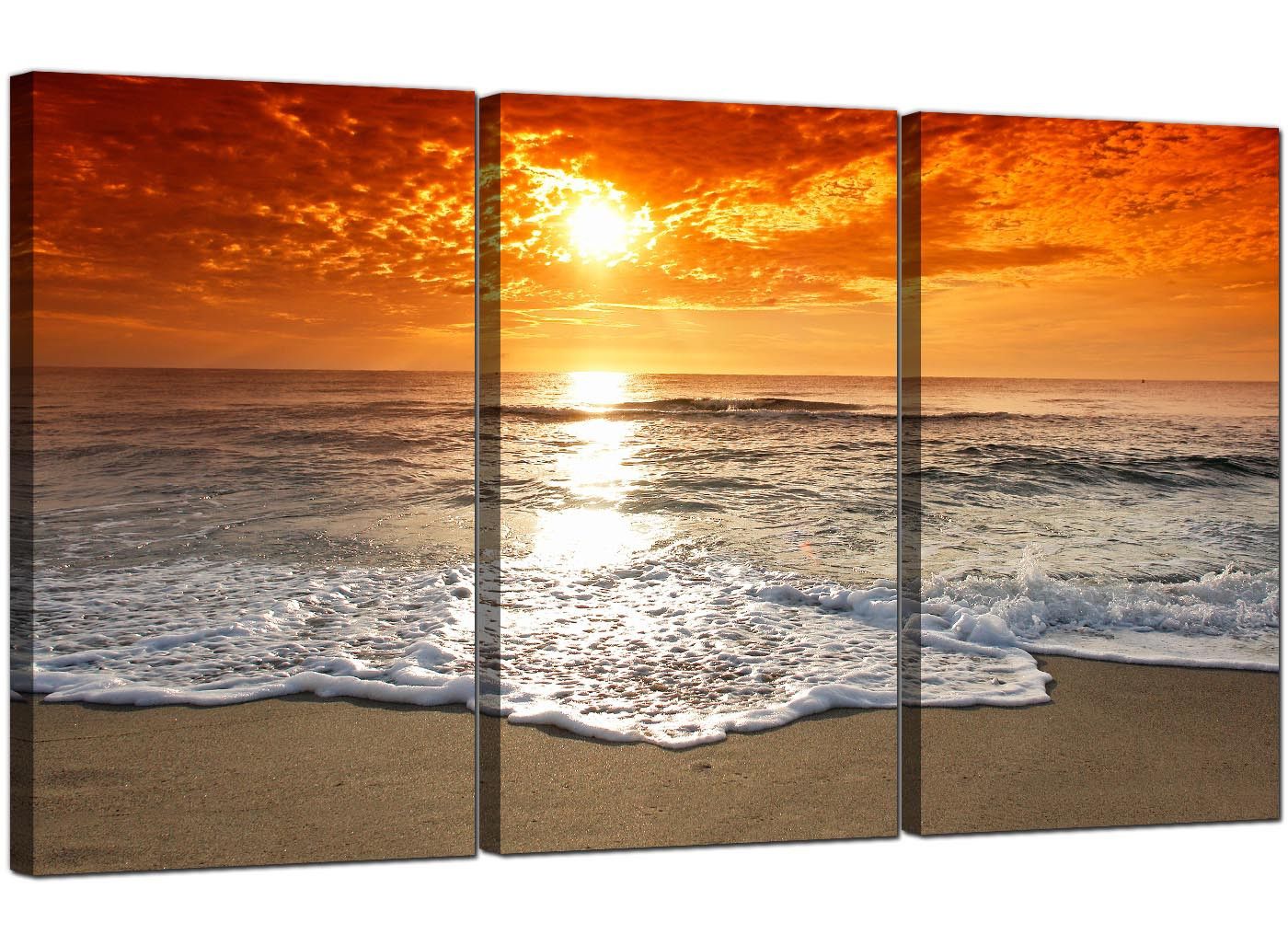 Cheap Beach Sunset Canvas Prints Uk Set Of 3 For Your With Most Popular Sunset Wall Art (View 15 of 20)