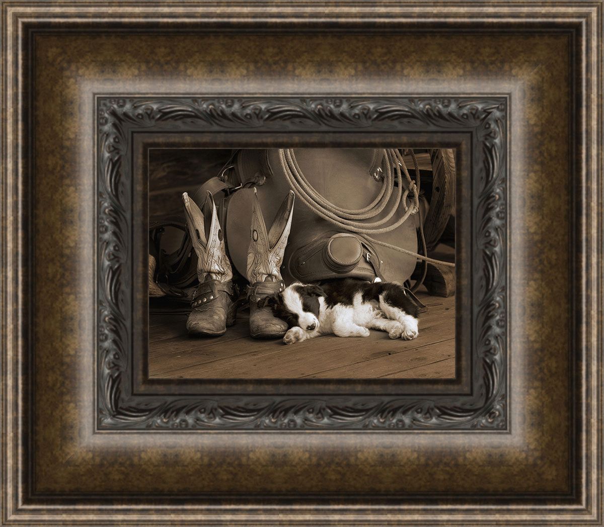 Cowboy Puppy Framed Wall Art With Regard To Newest Wall Framed Art Prints (View 12 of 20)