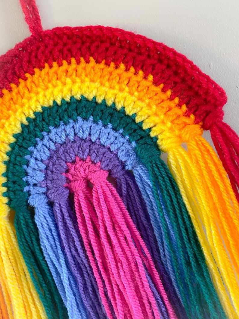 Crochet Rainbow Wall Hanging Decoration Rainbow Wall Art Inside Most Recent Rainbow Wall Art (View 16 of 20)