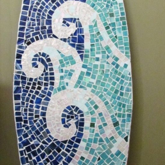 Custom Surfboard Mosaic, Stained Glass On Wood Wall Art Within Most Recent Waves Wood Wall Art (View 4 of 20)