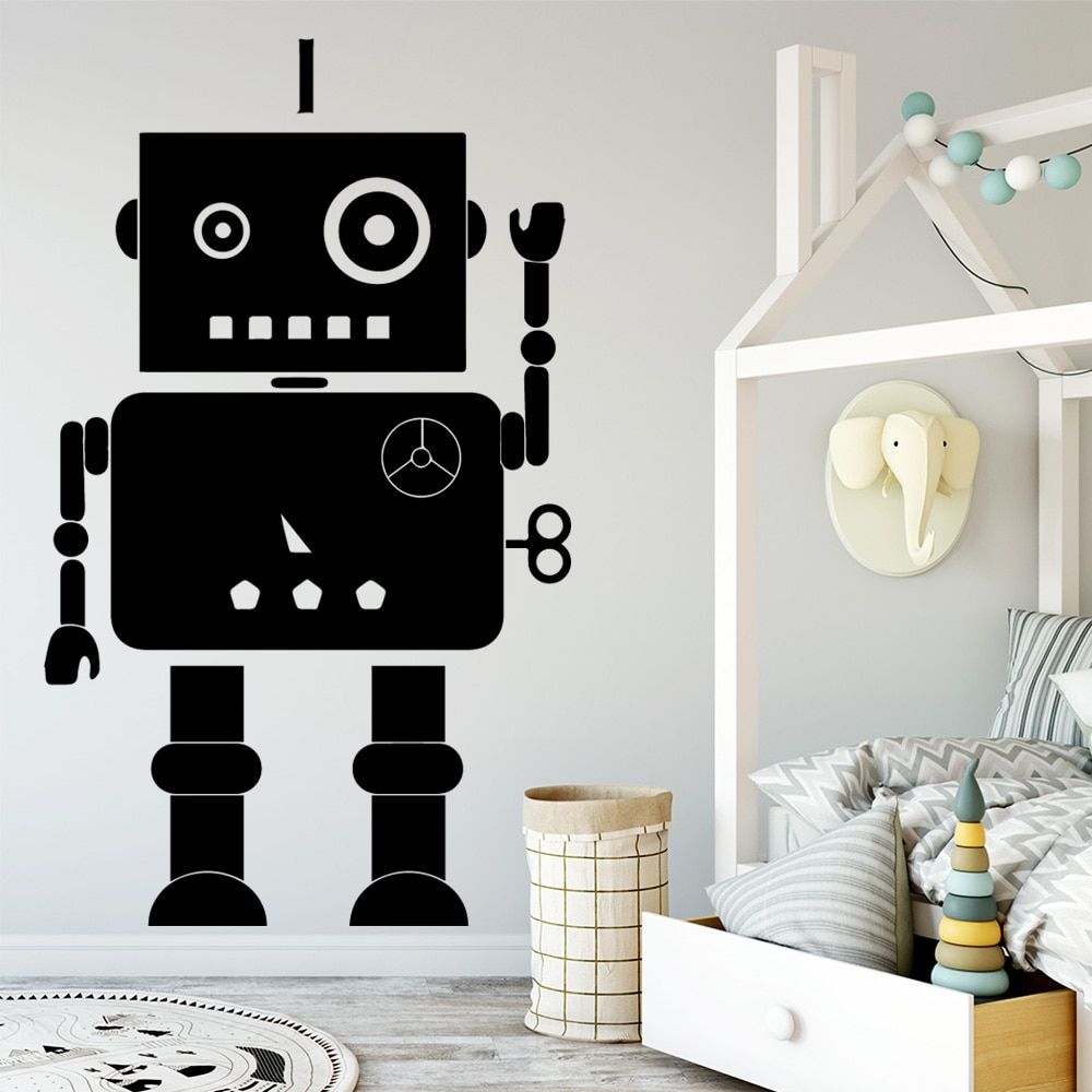 Cute Robot Wall Sticker House Decoration Accessories For With 2018 Robot Wall Art (View 4 of 20)