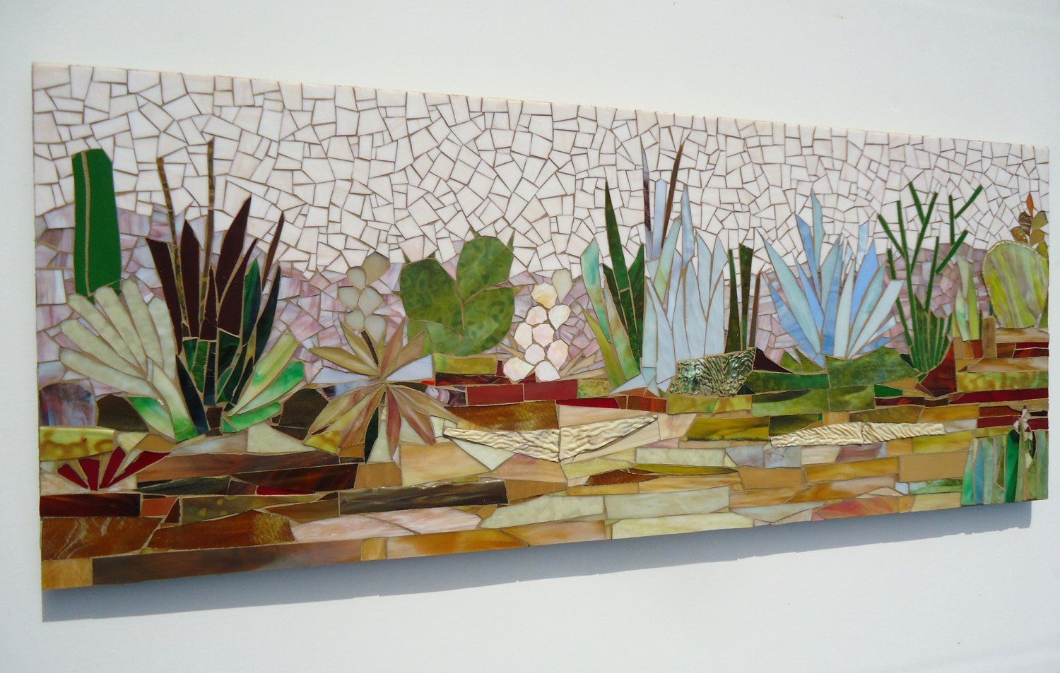 Desert Landscape Cactus Garden Mosaic Wall Art  Made To For Most Recent Landscape Wall Art (View 15 of 20)
