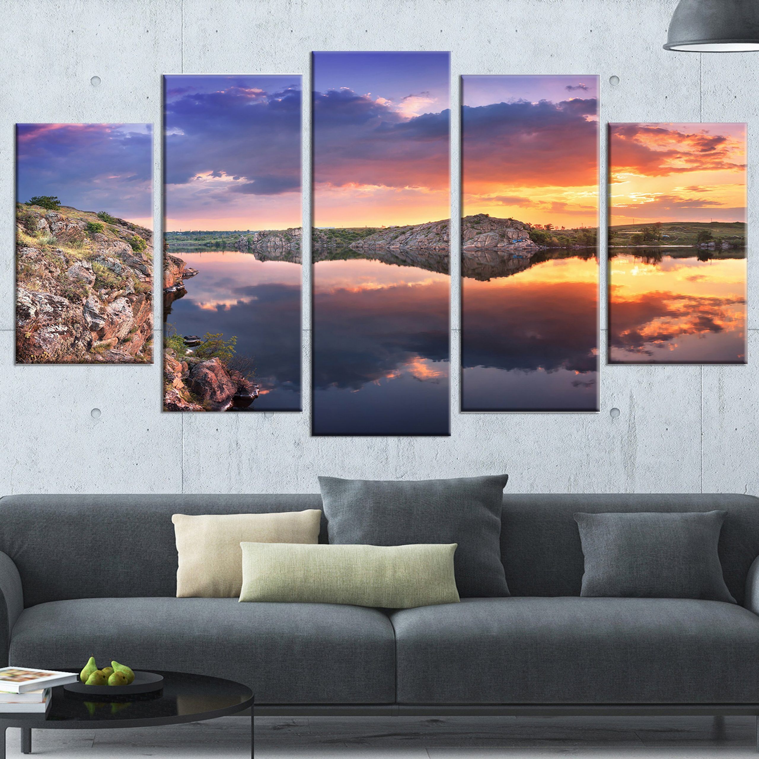 Designart 'large Summer Clouds Reflection' 5 Piece Wall Within Most Recent Summer Wall Art (View 1 of 20)