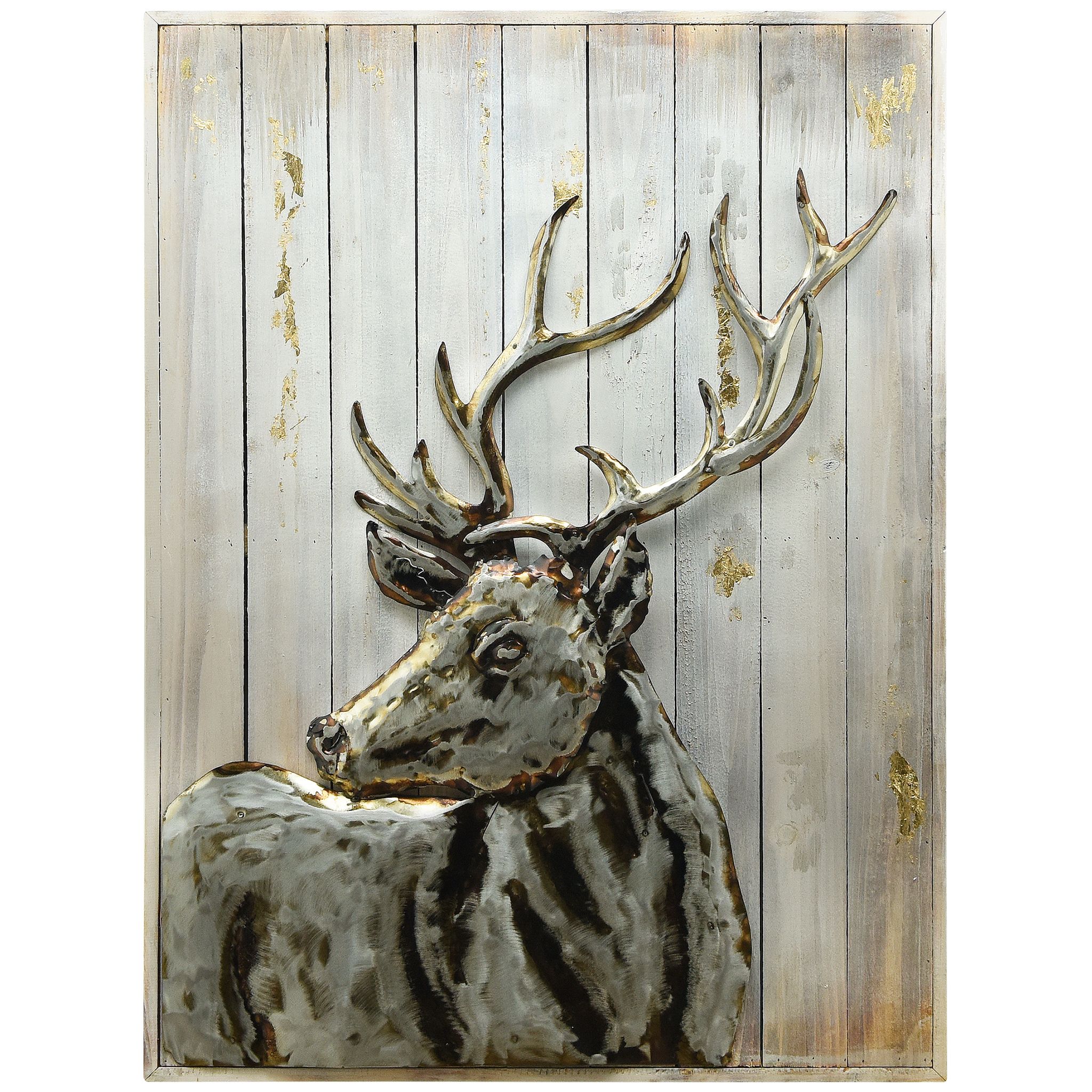 Empire Art Direct Deer 2 Hand Painted 3d Metal Wall Art On In Most Current Oak Wood Wall Art (View 6 of 20)