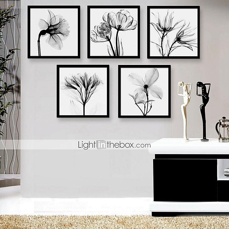 Floral/botanical Framed Canvas / Framed Set Wall Art,pvc Throughout Most Up To Date Monochrome Framed Art Prints (View 12 of 20)