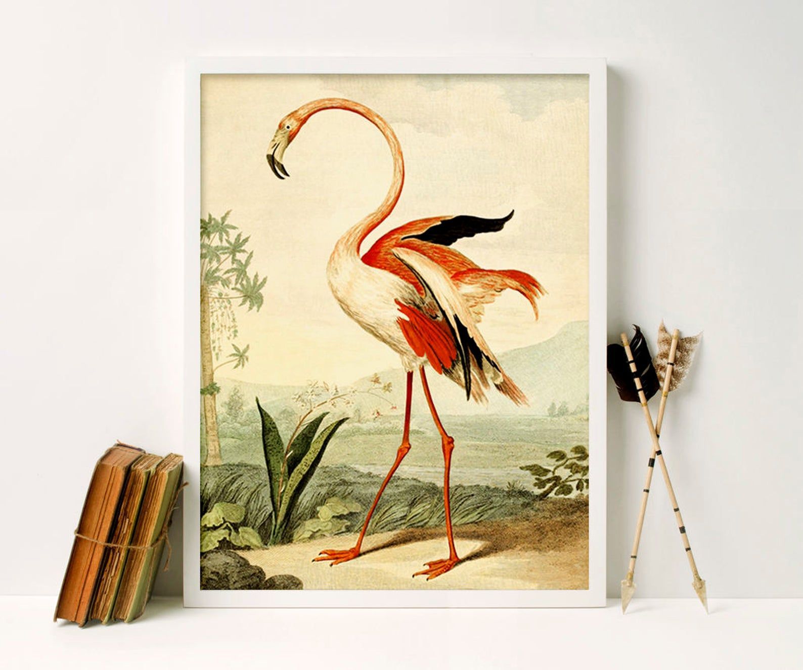 Framed Flamingo Print Tropical Décor Flamingo Wall Art Throughout Newest Tropical Framed Art Prints (View 2 of 20)