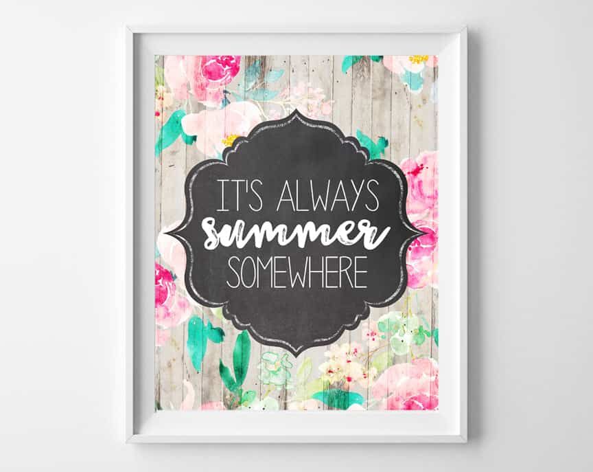 Free Summer Printable Art {rustic Floral Wall Art} For Most Current Summer Wall Art (View 12 of 20)