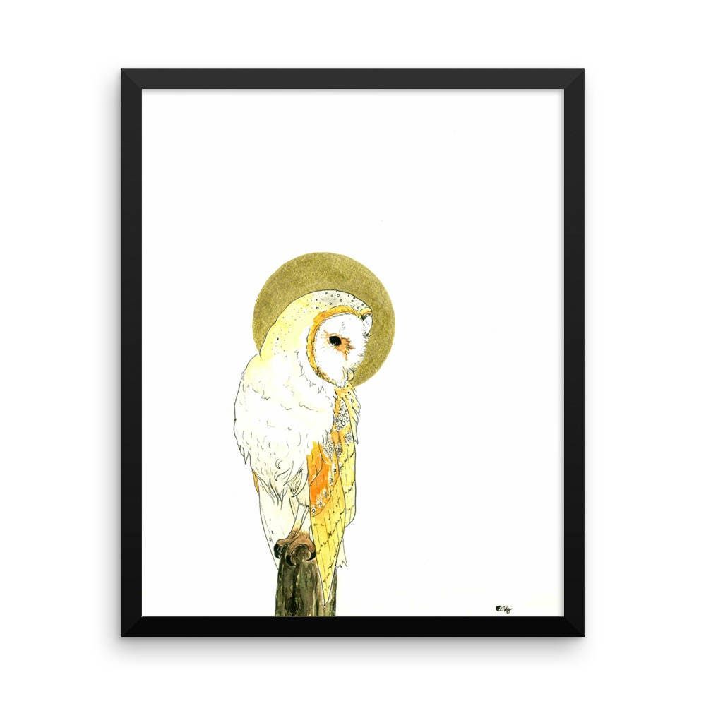 Golden Barn Owl Framed Art Print Owl Art Print Barn Owl | Etsy In 2017 The Owl Framed Art Prints (View 10 of 20)