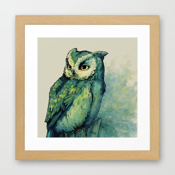 Green Owl Framed Art Print | Framed Art Prints, Art Prints In Most Recently Released The Owl Framed Art Prints (View 11 of 20)