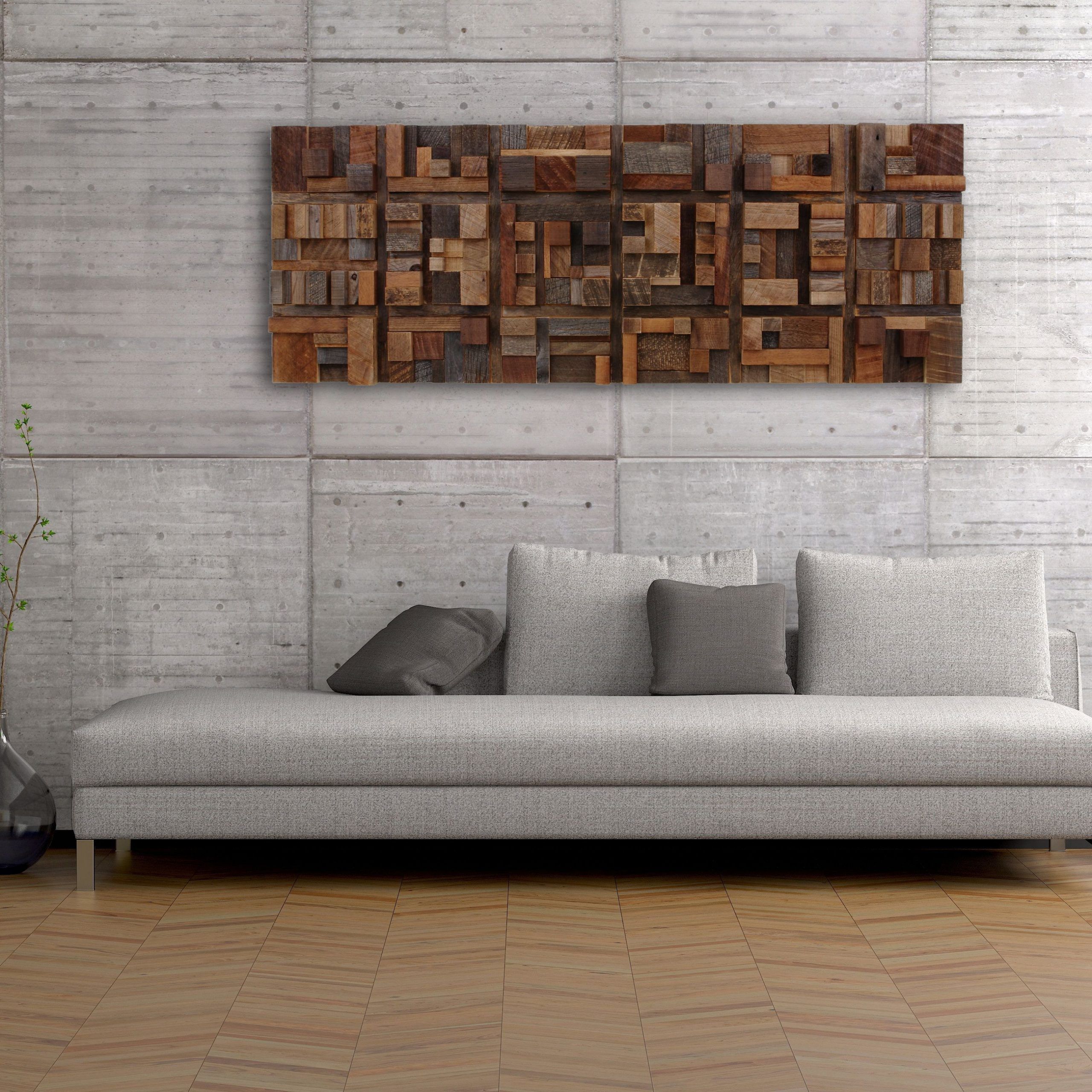 Handmade Wood Wall Art Of Geometric Shapes, Reclaimed Inside Newest Hexagons Wood Wall Art (View 15 of 20)