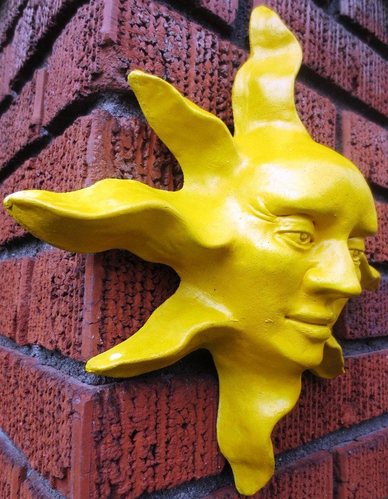 Handmade Yellow Sun Face Sculpture Wall Art For Home With Regard To Latest Sun Wall Art (View 13 of 20)
