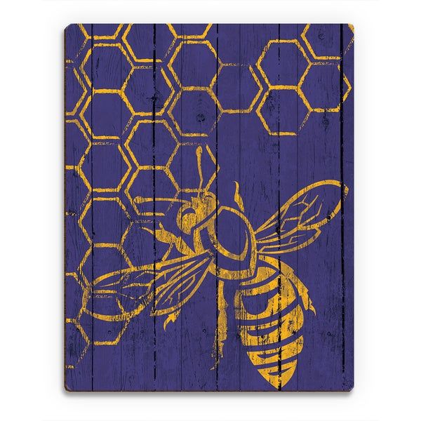 Honeycomb Bee On Purple' Wood Wall Art – Free Shipping Intended For Most Popular Hexagons Wood Wall Art (View 8 of 20)