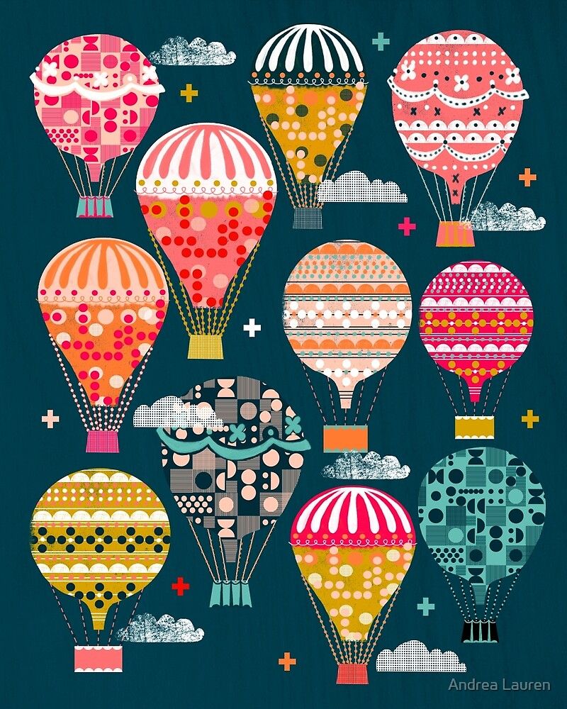 "hot Air Balloons – Retro, Vintage Inspired Print And Throughout Most Recently Released Balloons Framed Art Prints (View 17 of 20)