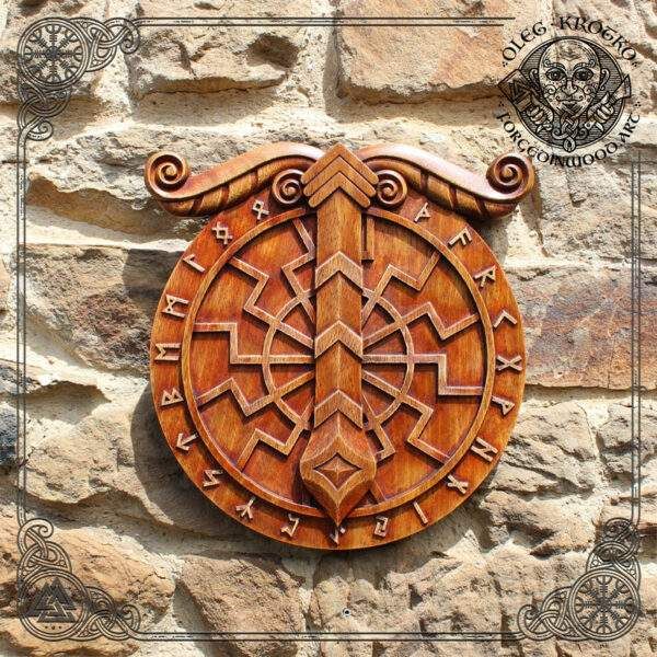 Irminsul With Black Sun Wood Wall Decor – Viking Art For Most Current Sun Wood Wall Art (View 7 of 20)