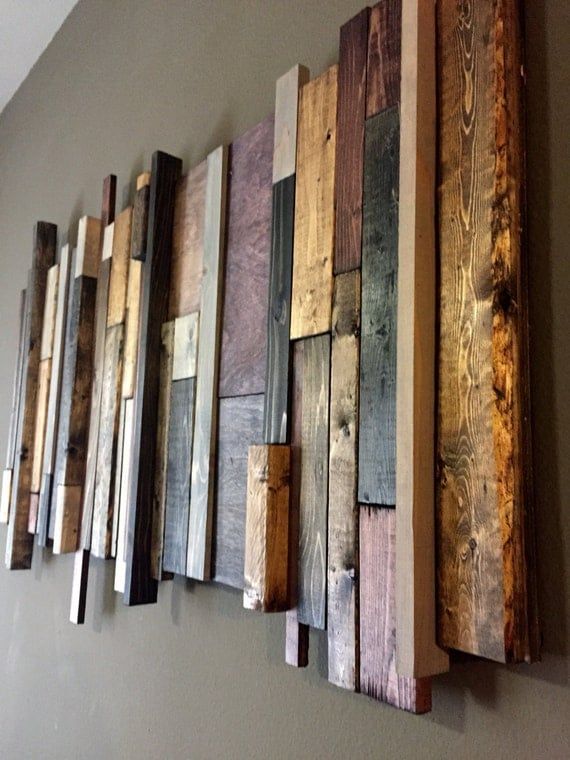 Items Similar To Reclaimed Wood Wall Art: Multi Stain On Etsy For Most Recently Released Abstract Wood Wall Art (View 11 of 20)