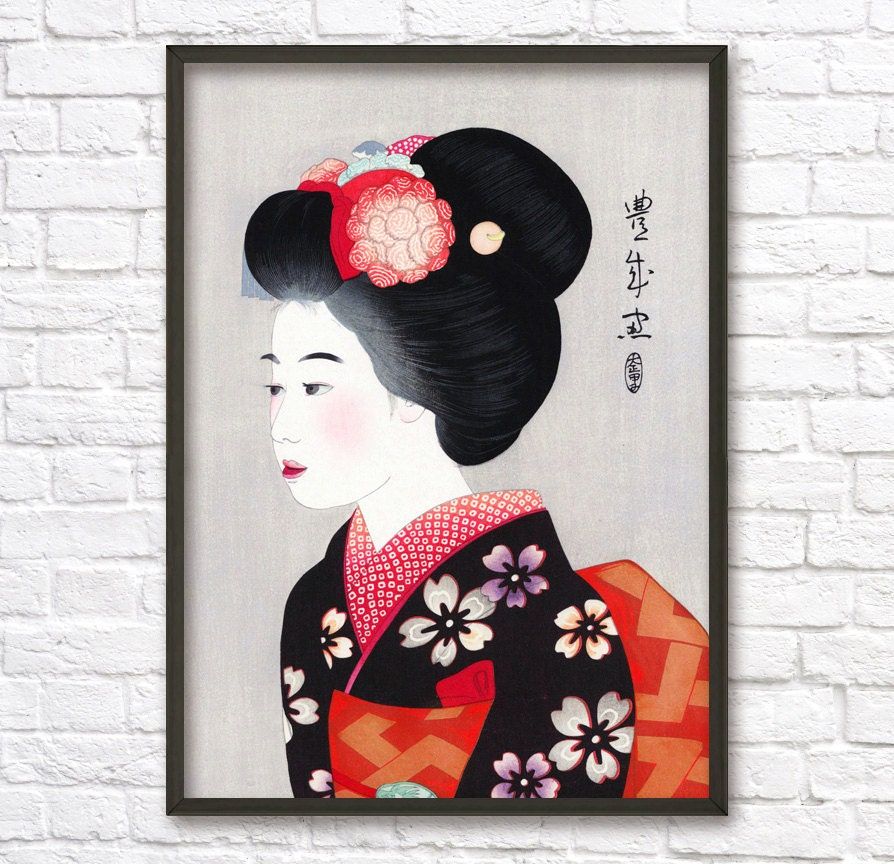 Japanese Wall Art Print 7 Vintage Geishaorientalwallart Inside Newest Tokyo Wall Art (View 11 of 20)