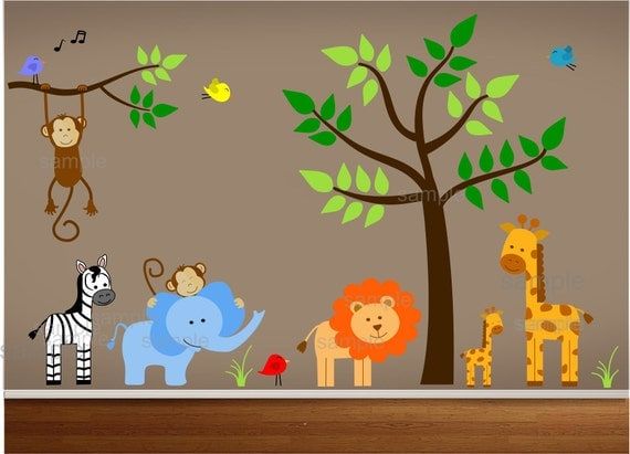 Jungle Theme Nursery Wall Decal Jungle Bedroom Art In Newest Jungle Wall Art (View 8 of 20)
