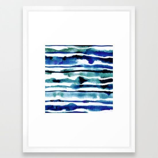Laguna Watercolor Stripe Framed Art Print | Framed Art Pertaining To 2017 Laguna Wall Art (View 14 of 20)