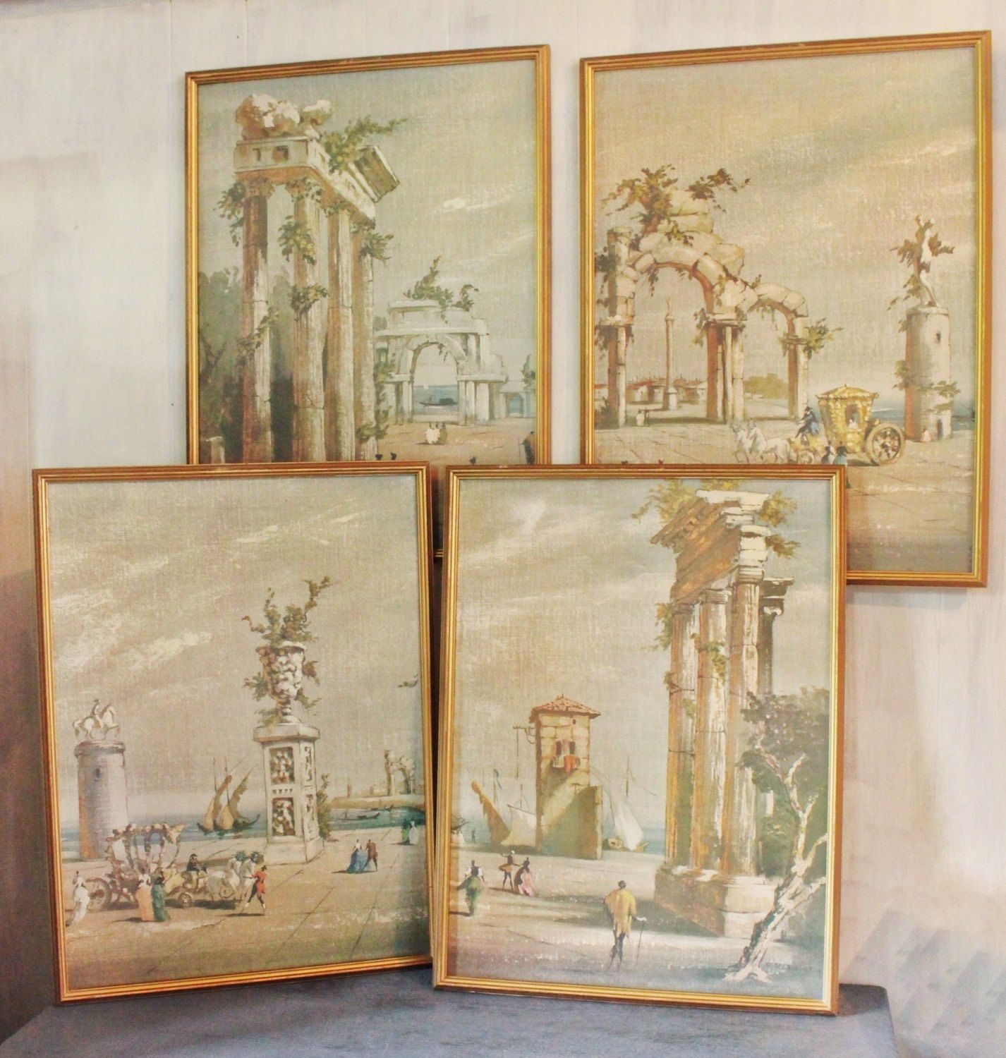 Large Framed Lithographs 1950s Italian Style Wall Decor Throughout Most Recent Italy Framed Art Prints (View 1 of 20)