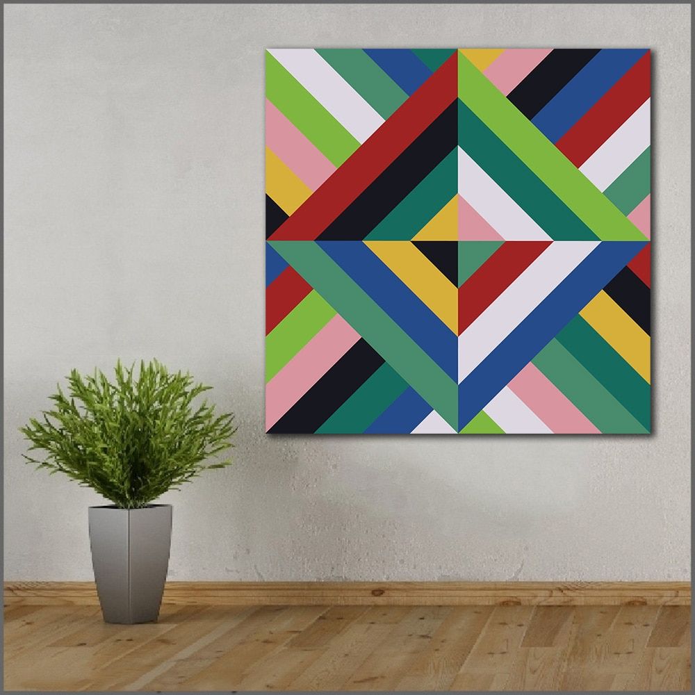 Large Size Printing Oil Painting Color Block Geometry Art Pertaining To Most Up To Date Colorful Framed Art Prints (View 13 of 20)
