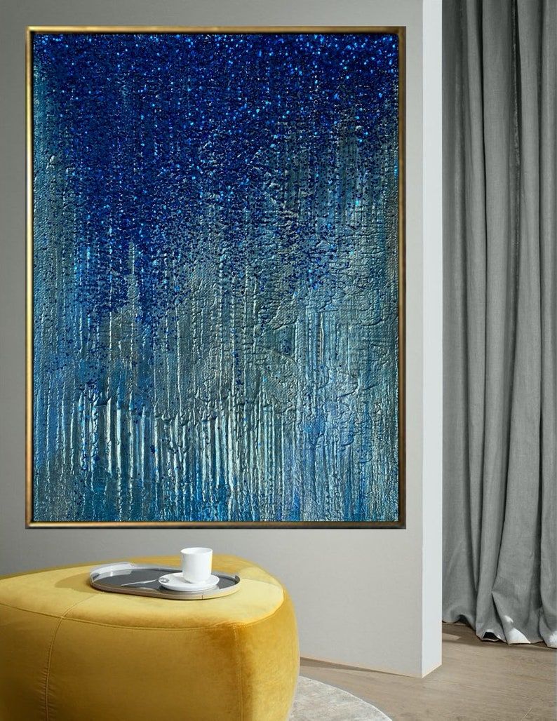Large Wall Art Glitter Abstract Painting On Canvas In Most Up To Date Glitter Wall Art (View 8 of 20)